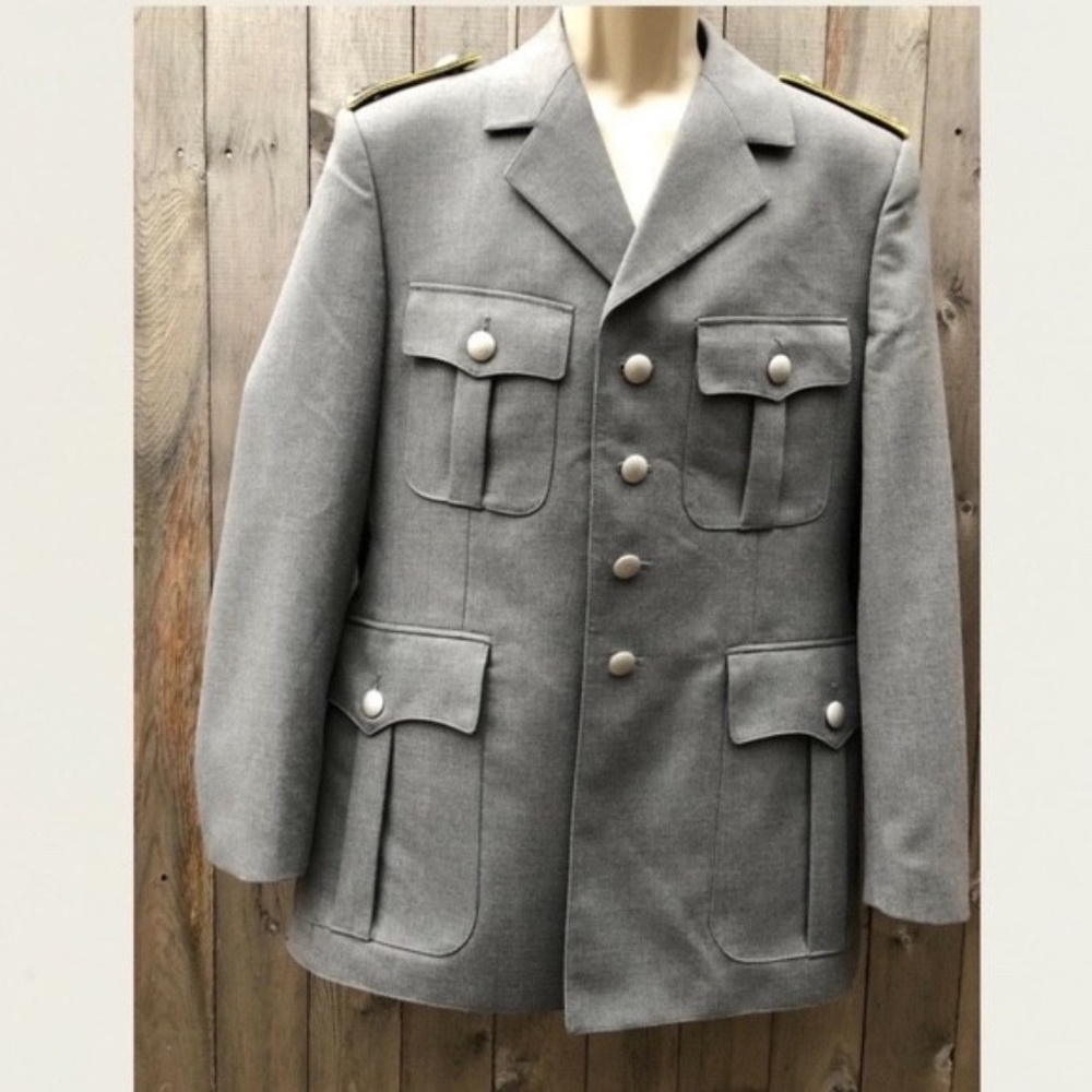 VINTAGE German Army Air Force Uniform Gray Wool Blend Dress Jacket w Epaulets
